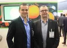 Gezellig samen op pad. Bart Van Regenmortel (links) en Dirk Sebrechts (rechts) van Groothandel Sebrechts uit Antwerpen brachten een bezoekje op de beurs